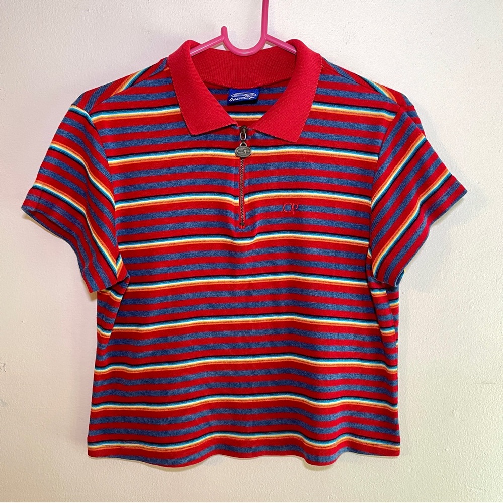 Vintage 90's Ocean Pacific Red Striped Shirt Size Large